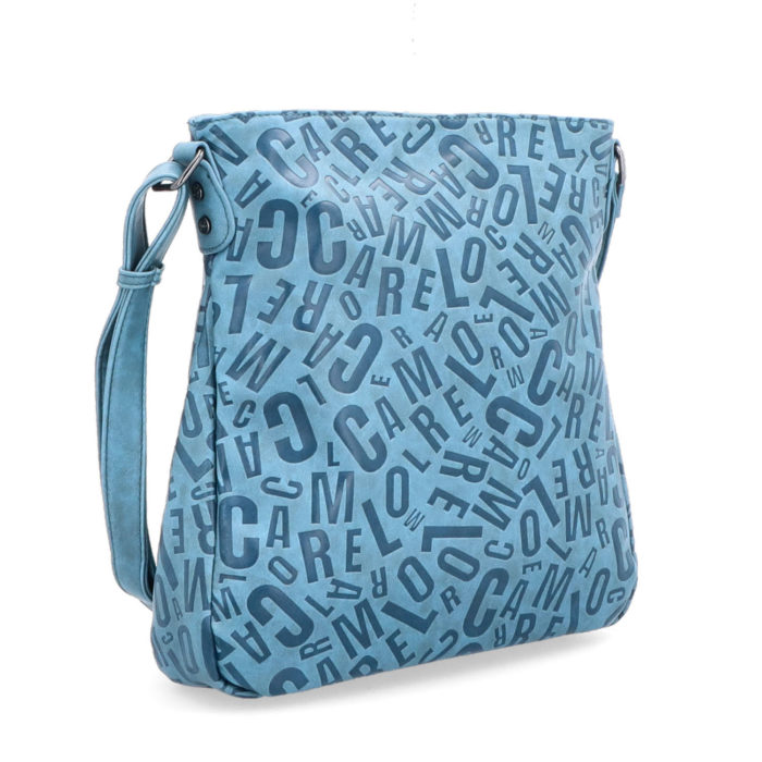 Designová crossbody kabelka s velkými písmeny modrá